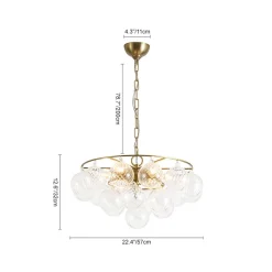 Cluster Ribbed Glass Globe Bubble Round Tiered Chandelier