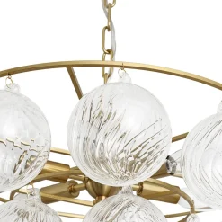 Cluster Ribbed Glass Globe Bubble Round Tiered Chandelier