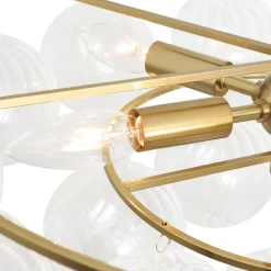 Cluster Ribbed Glass Globe Bubble Round Tiered Chandelier