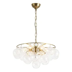 Cluster Ribbed Glass Globe Bubble Round Tiered Chandelier