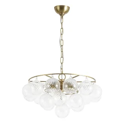 Cluster Ribbed Glass Globe Bubble Round Tiered Chandelier