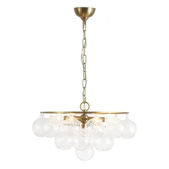 Cluster Ribbed Glass Globe Bubble Round Tiered Chandelier