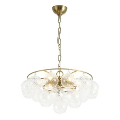 Cluster Ribbed Glass Globe Bubble Round Tiered Chandelier