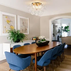 Cluster Rippled Glass Bubble Round Semi Flush Chandelier