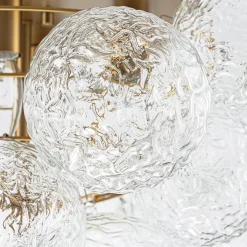 Cluster Rippled Glass Bubble Round Semi Flush Chandelier