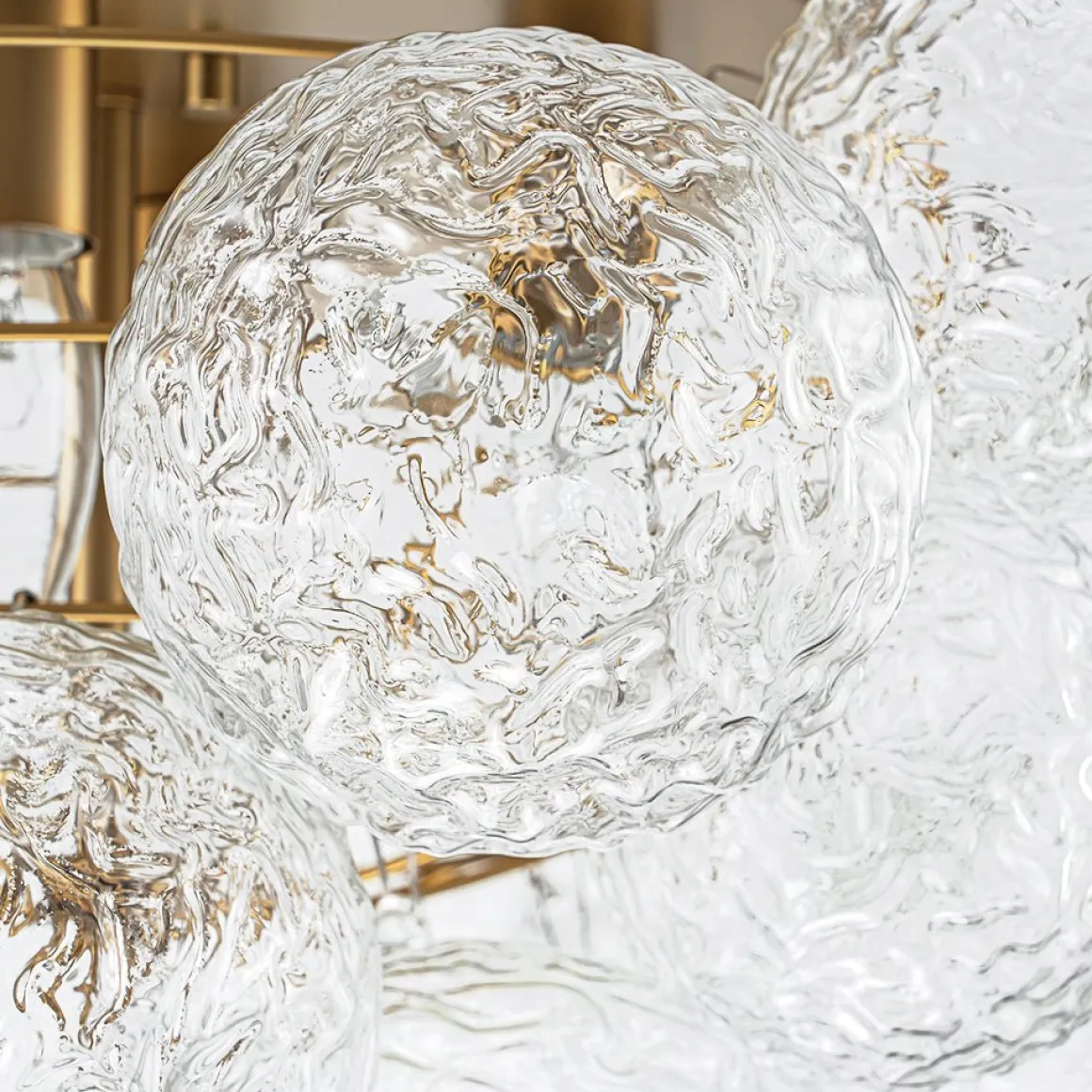 Cluster Rippled Glass Bubble Round Semi Flush Chandelier