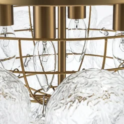 Cluster Rippled Glass Bubble Round Semi Flush Chandelier