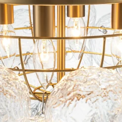 Cluster Rippled Glass Bubble Round Semi Flush Chandelier