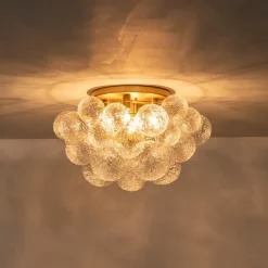 Cluster Rippled Glass Bubble Round Semi Flush Chandelier