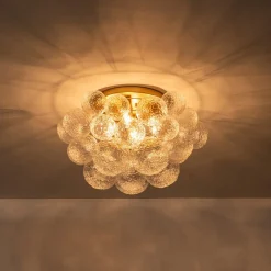 Cluster Rippled Glass Bubble Round Semi Flush Chandelier