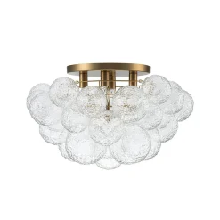 Cluster Rippled Glass Bubble Round Semi Flush Chandelier