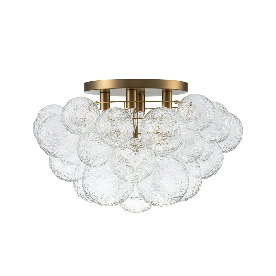 Cluster Rippled Glass Bubble Round Semi Flush Chandelier