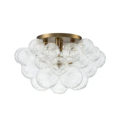 Cluster Rippled Glass Bubble Round Semi Flush Chandelier