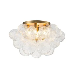 Cluster Rippled Glass Bubble Round Semi Flush Chandelier