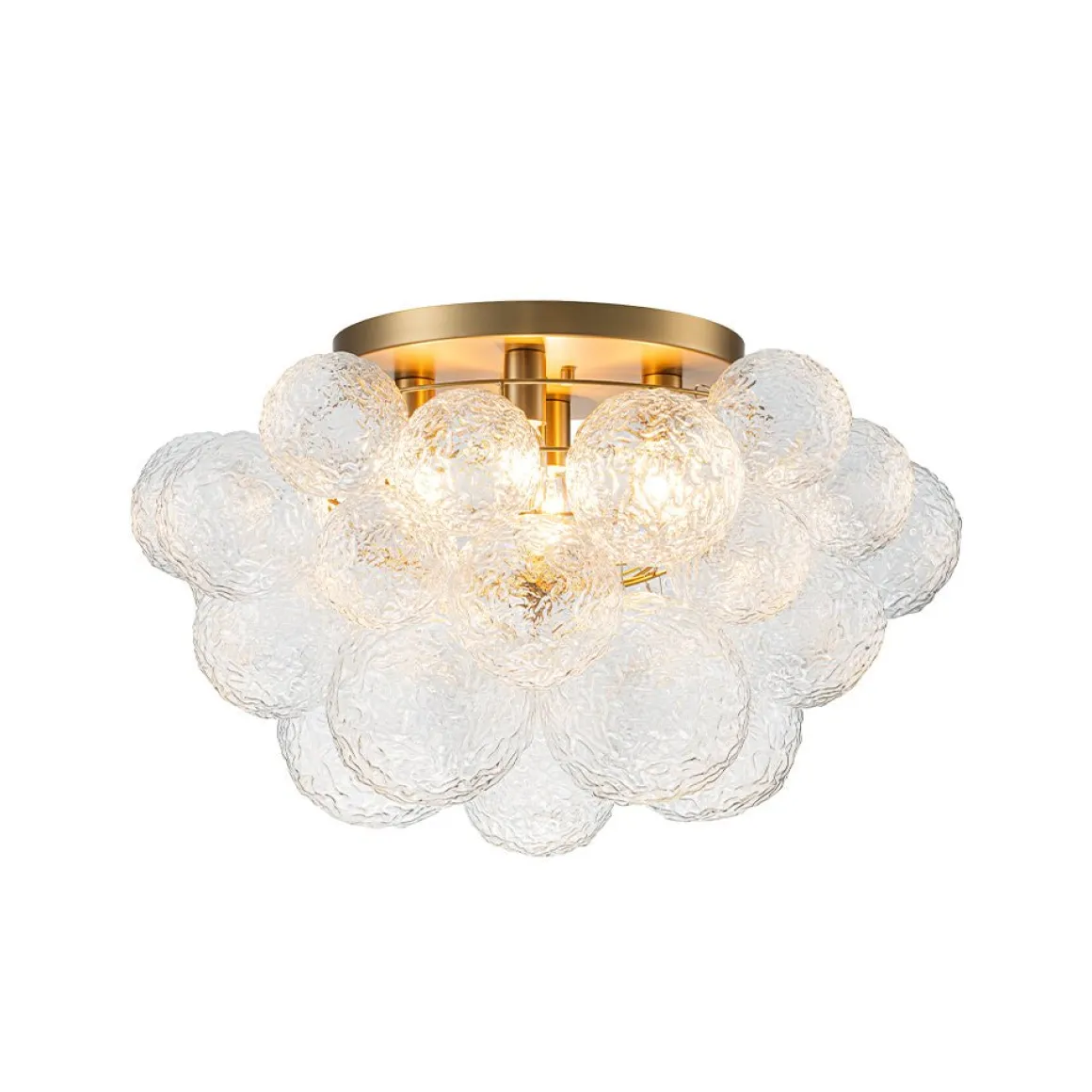 Cluster Rippled Glass Bubble Round Semi Flush Chandelier