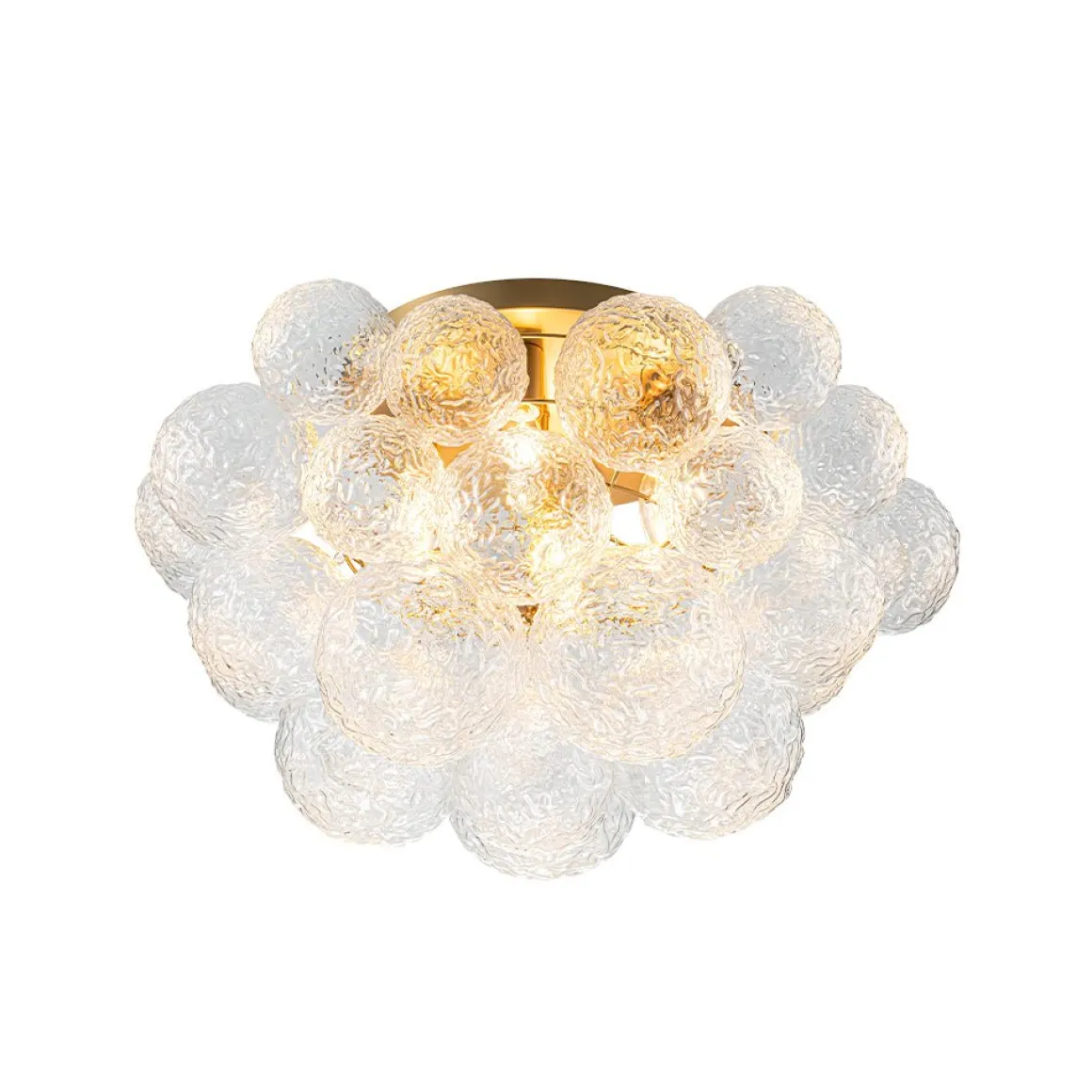 Cluster Rippled Glass Bubble Round Semi Flush Chandelier