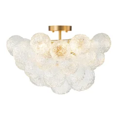 Cluster Rippled Textured Glass Bubble Semi Flush Chandelier