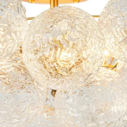 Cluster Rippled Textured Glass Bubble Semi Flush Chandelier