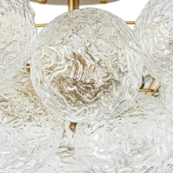 Cluster Rippled Textured Glass Bubble Semi Flush Chandelier