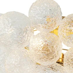 Cluster Rippled Textured Glass Bubble Semi Flush Chandelier