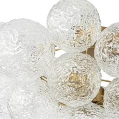 Cluster Rippled Textured Glass Bubble Semi Flush Chandelier