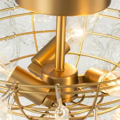 Cluster Rippled Textured Glass Bubble Semi Flush Chandelier