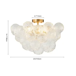Cluster Rippled Textured Glass Bubble Semi Flush Chandelier
