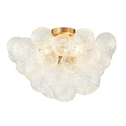 Cluster Rippled Textured Glass Bubble Semi Flush Chandelier