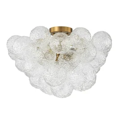 Cluster Rippled Textured Glass Bubble Semi Flush Chandelier