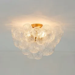 Cluster Rippled Textured Glass Bubble Semi Flush Chandelier