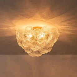 Cluster Rippled Textured Glass Bubble Semi Flush Chandelier