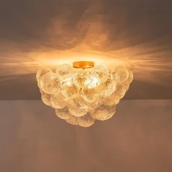 Cluster Rippled Textured Glass Bubble Semi Flush Chandelier