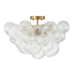 Cluster Rippled Textured Glass Bubble Semi Flush Chandelier