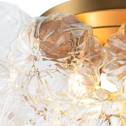 Cluster Sculpture Glass Bubble Round Semi Flush Chandelier