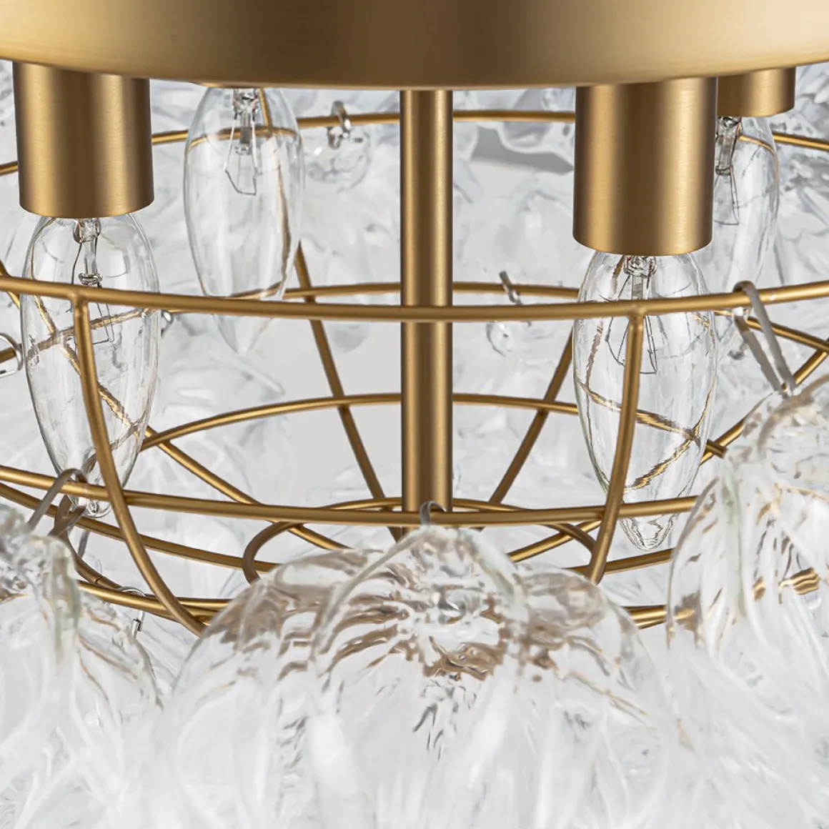 Cluster Sculpture Glass Bubble Round Semi Flush Chandelier