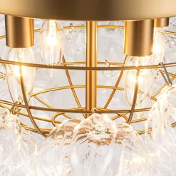 Cluster Sculpture Glass Bubble Round Semi Flush Chandelier