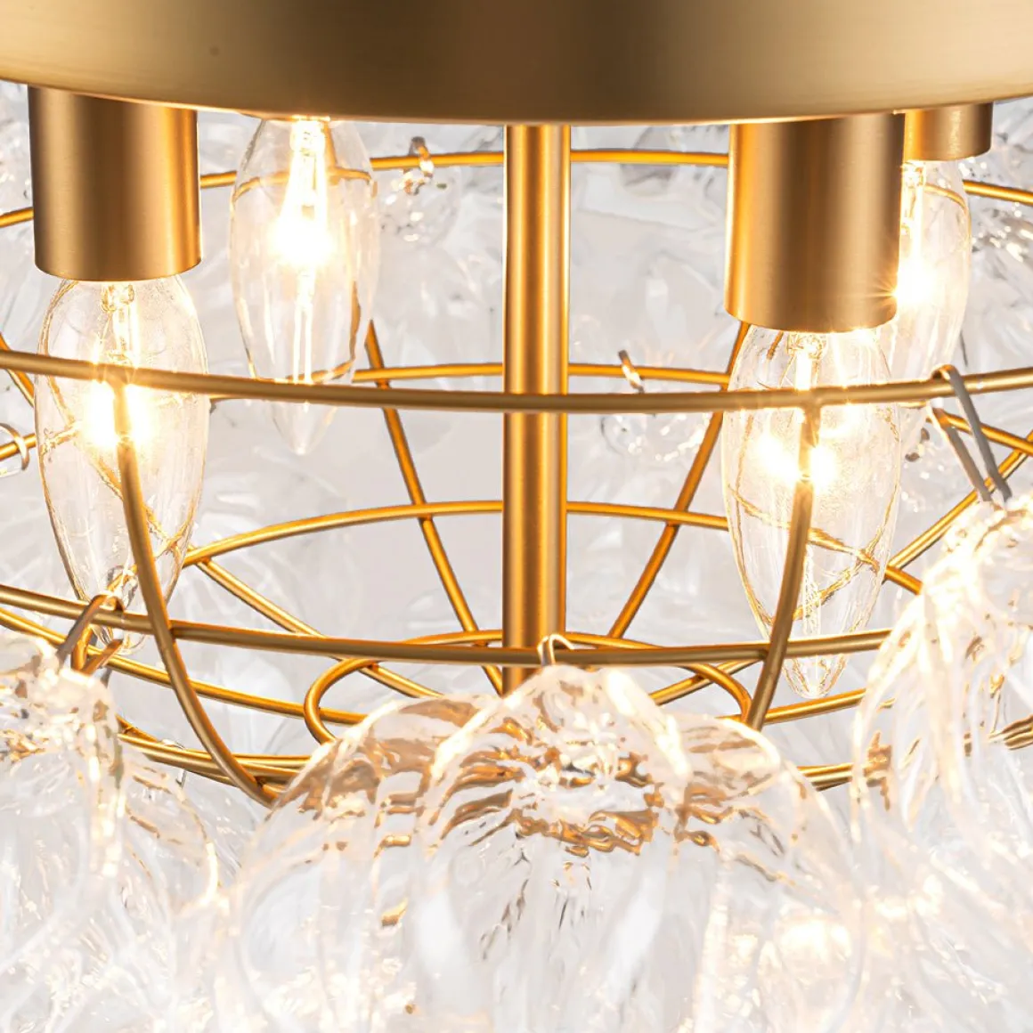 Cluster Sculpture Glass Bubble Round Semi Flush Chandelier