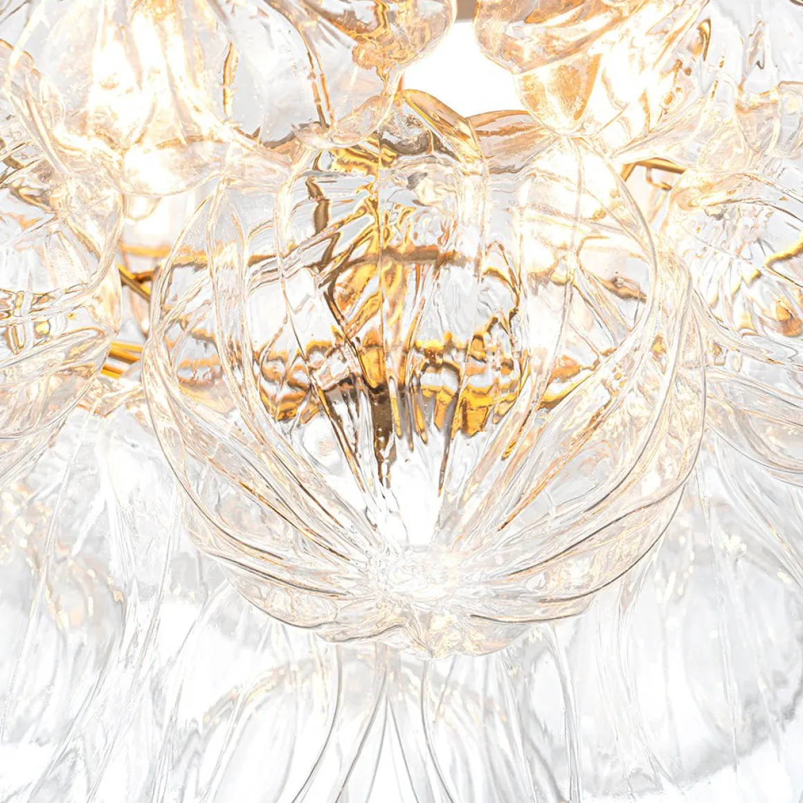Cluster Sculpture Glass Bubble Round Semi Flush Chandelier