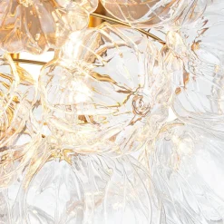 Cluster Sculpture Glass Bubble Round Semi Flush Chandelier