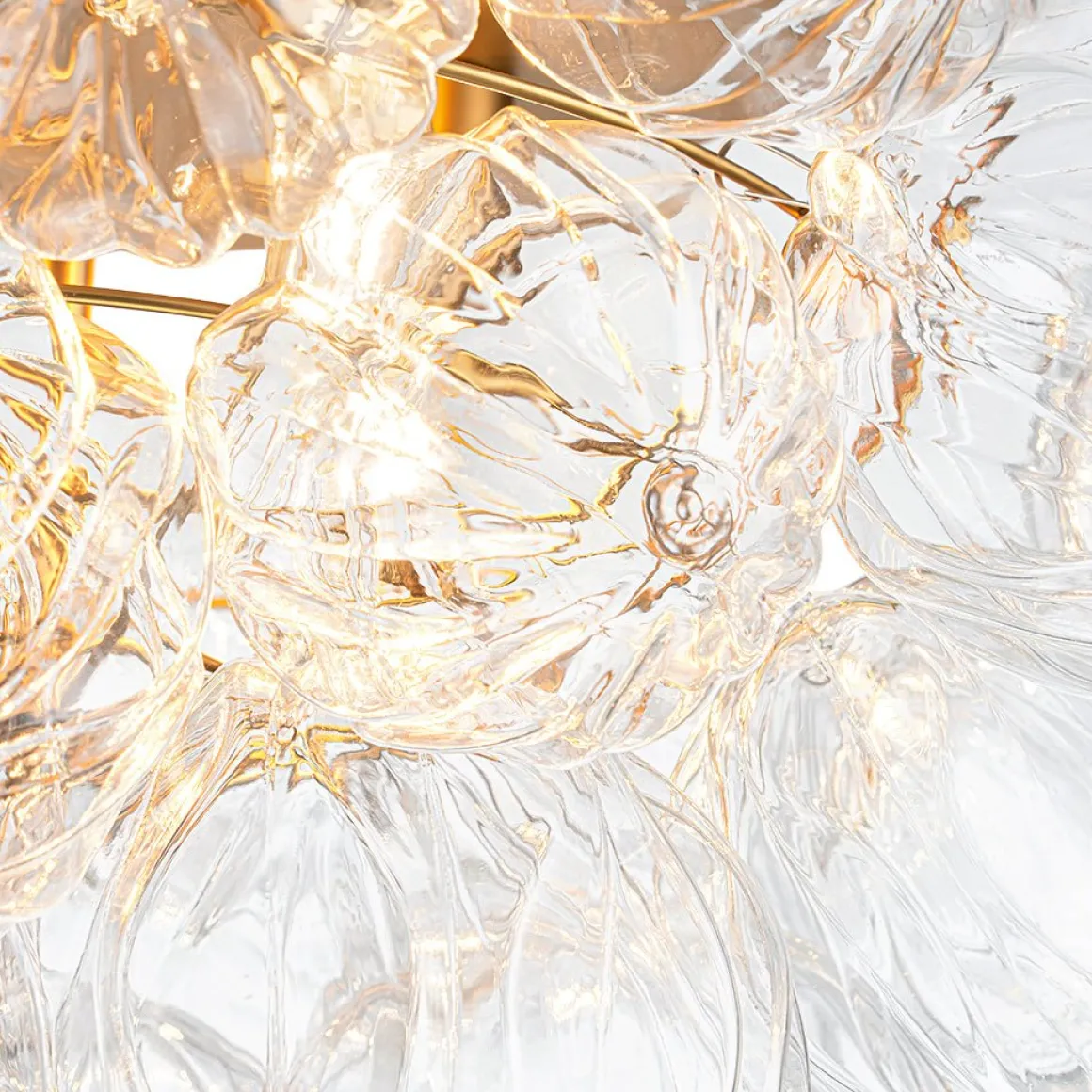 Cluster Sculpture Glass Bubble Round Semi Flush Chandelier