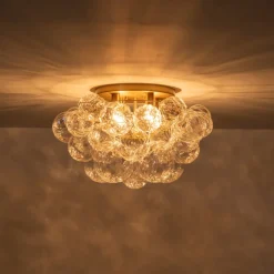 Cluster Sculpture Glass Bubble Round Semi Flush Chandelier