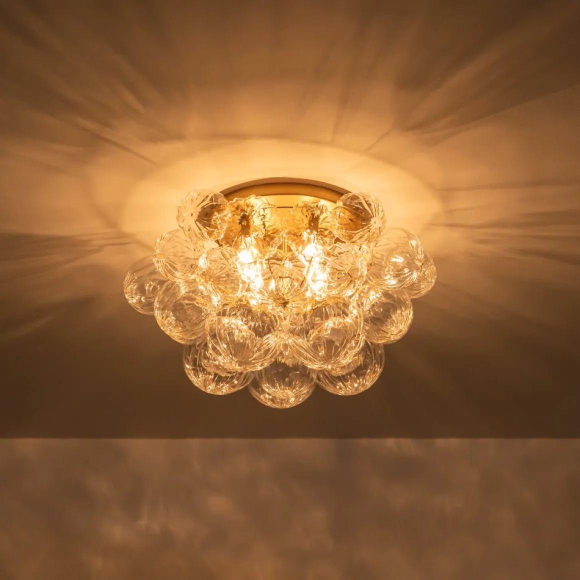 Cluster Sculpture Glass Bubble Round Semi Flush Chandelier