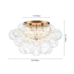 Cluster Sculpture Glass Bubble Round Semi Flush Chandelier