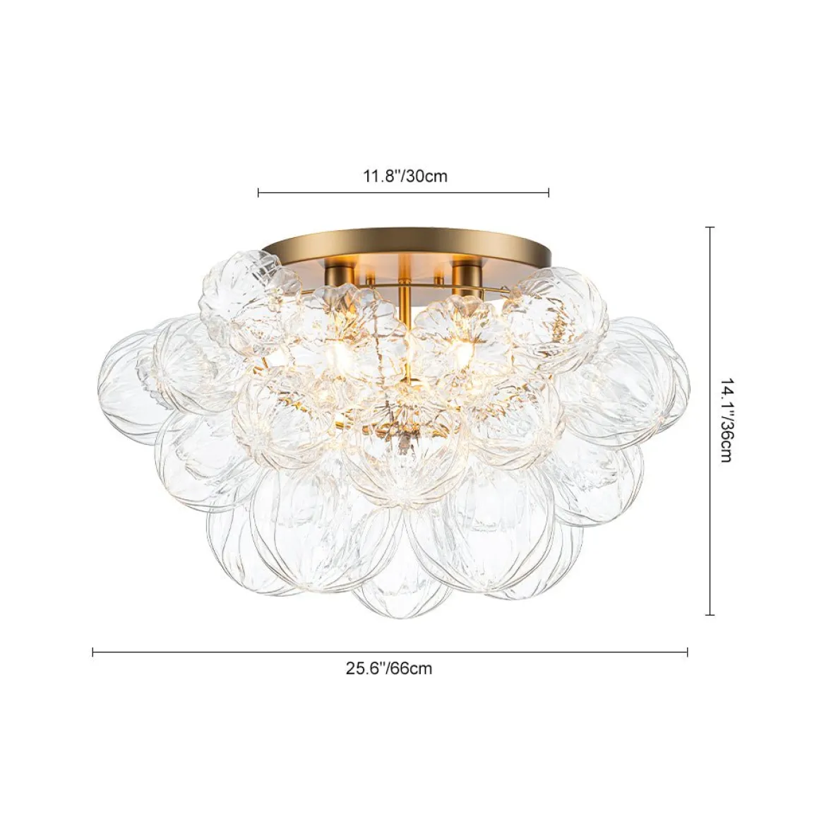 Cluster Sculpture Glass Bubble Round Semi Flush Chandelier