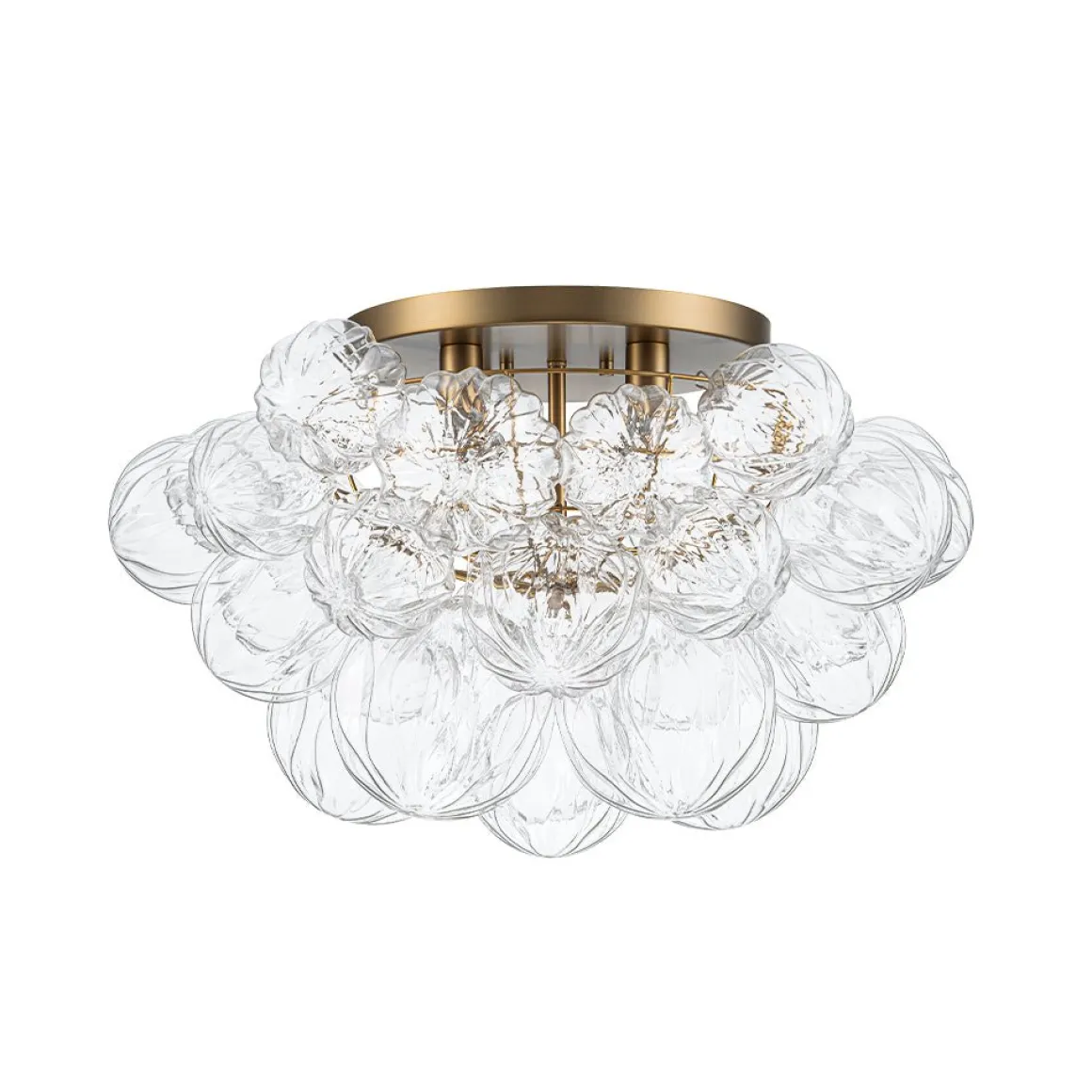 Cluster Sculpture Glass Bubble Round Semi Flush Chandelier