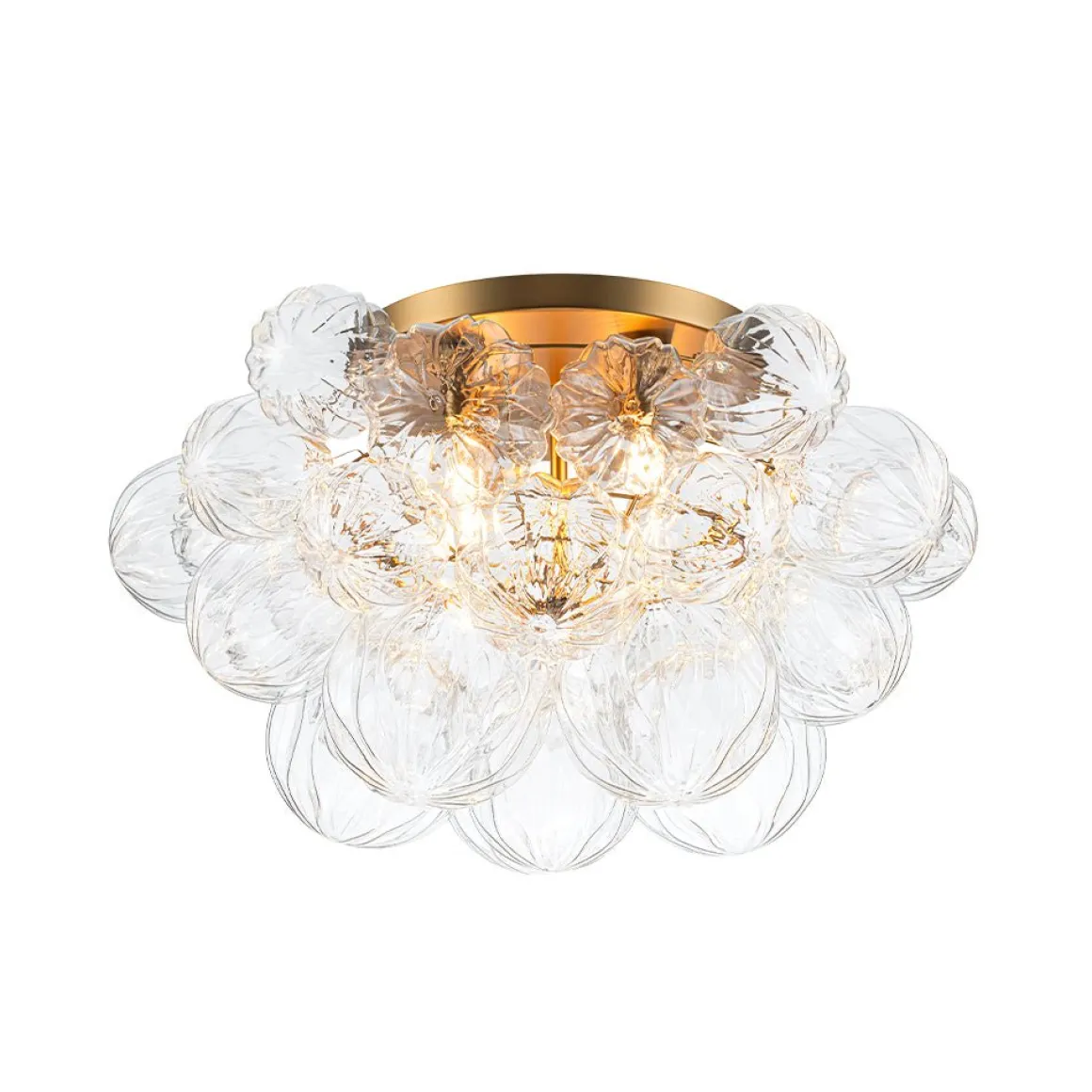 Cluster Sculpture Glass Bubble Round Semi Flush Chandelier