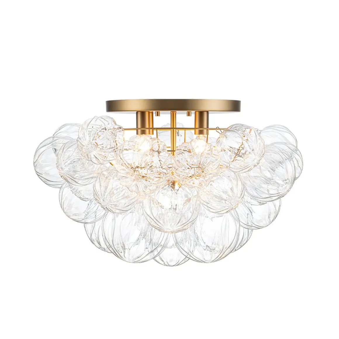 Cluster Sculpture Glass Bubble Round Semi Flush Chandelier