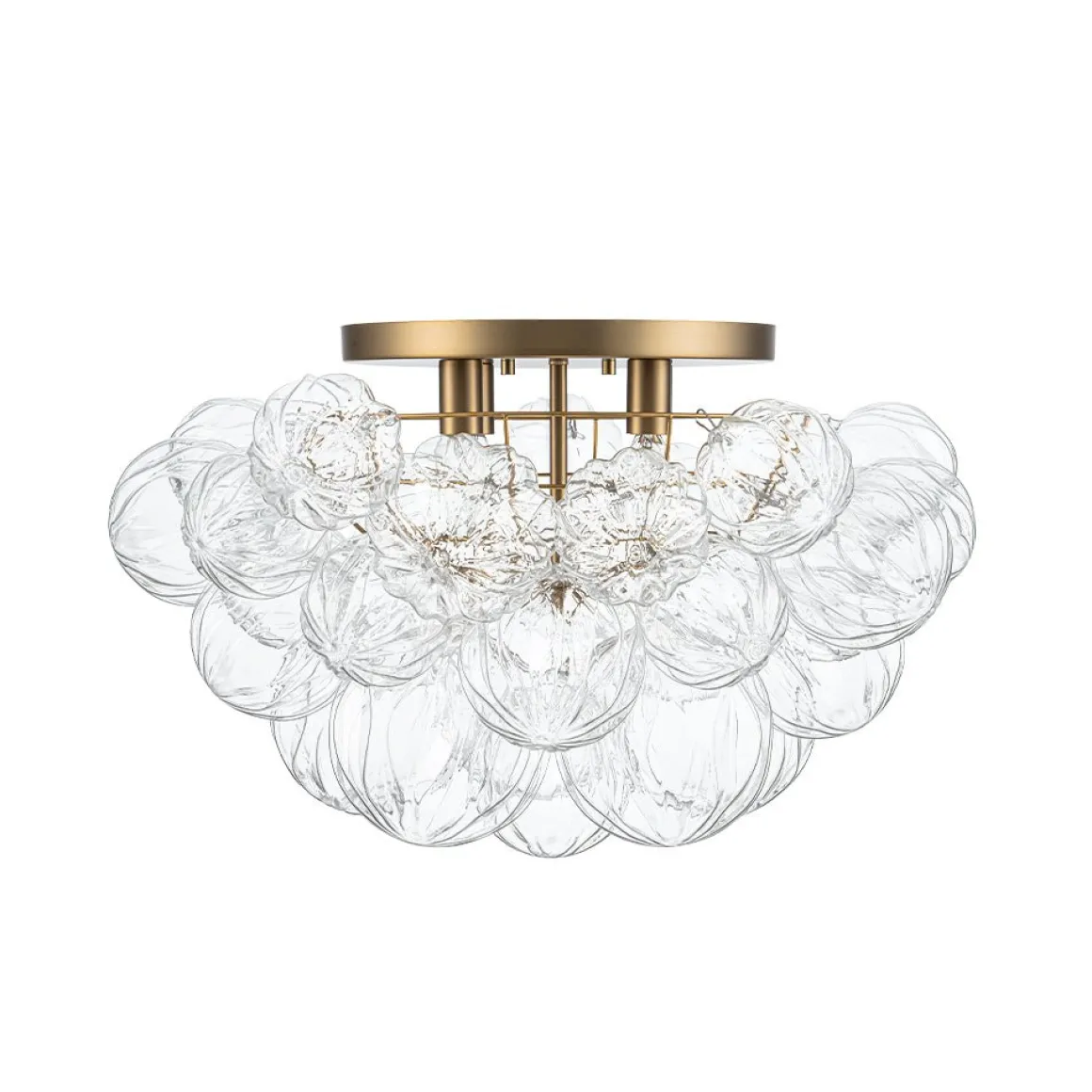 Cluster Sculpture Glass Bubble Round Semi Flush Chandelier