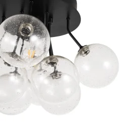 Cluster Seeded Glass Globe Bubble Round Semi Flush Mount