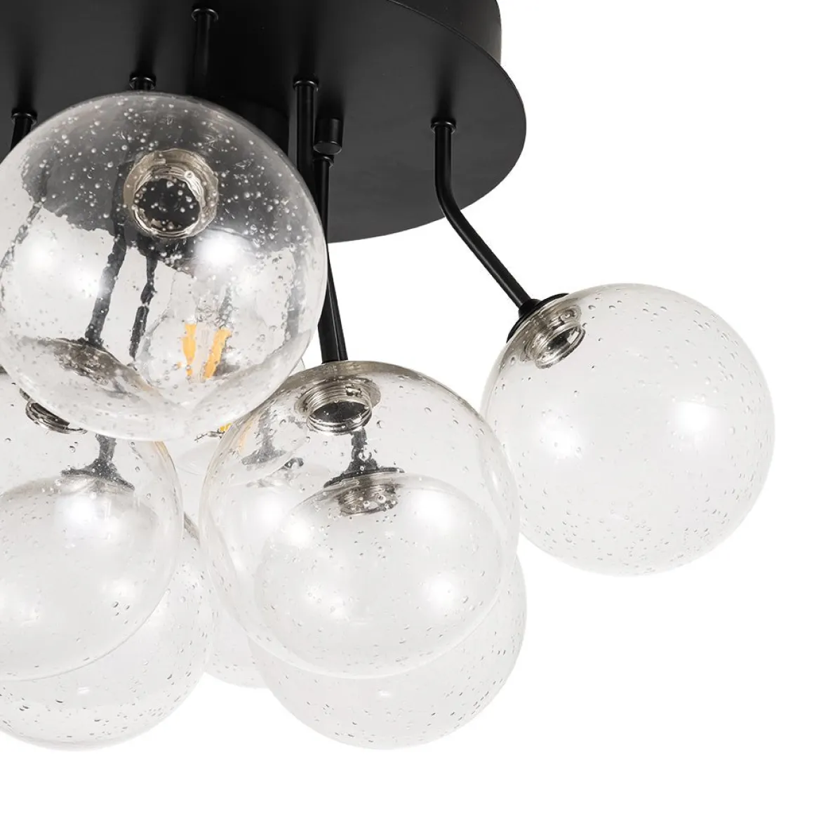 Cluster Seeded Glass Globe Bubble Round Semi Flush Mount